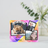 Weihnachts-Foto Postkarte mit Rainbow Kariert HAMb (Stehend Vorderseite)