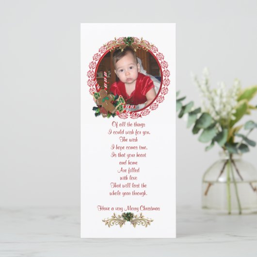 Weihnachts-Foto-Rackkarte (Stehend Vorderseite)