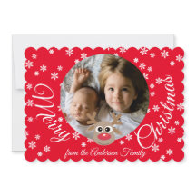 Weihnachts-Foto Red White Script Niedlich Rentier