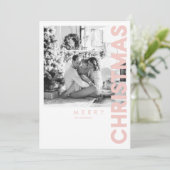 Weihnachts-Foto | Rosa Frohe Weihnachten (Stehend Vorderseite)