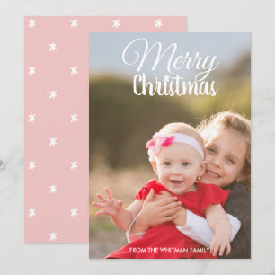 Weihnachts-Foto Rosa Muster zurück Karte