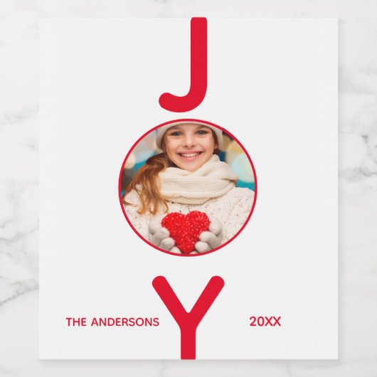 Weihnachts-Foto-Rot-Freude modern minimalistisch Weinetikett (Einzelnes Label)