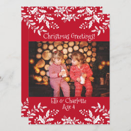 Weihnachts-Foto rot, Weißholz, festlich Karte