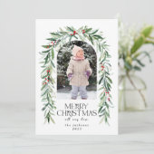 Weihnachts-Foto Rustikale Mistletoskarte Feiertagskarte (Stehend Vorderseite)