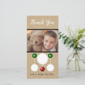 Weihnachts-Foto-Schneebälle baubeln grün rot rusti Dankeskarte (Stehend Vorderseite)