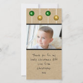 Weihnachts-Foto-Schneebälle baubeln grün rot rusti Dankeskarte (Rückseite)