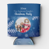 Weihnachts Foto Schneeflocken blauer Winter Dosenkühler (Vorderseite)