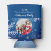 Weihnachts Foto Schneeflocken blauer Winter Dosenkühler (Rückseite)