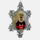 Weihnachts-Foto Schneeflocken Zinn-Ornament (Links)