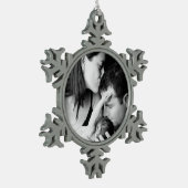 Weihnachts-Foto Schneeflocken Zinn-Ornament (Links)