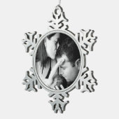Weihnachts-Foto Schneeflocken Zinn-Ornament (Rechts)