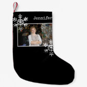 Weihnachts-Foto Schwarze beängstigende Schneeflock Kleiner Weihnachtsstrumpf (Vorderseite)