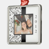 Weihnachts-Foto Silbernes Ornament (Links)