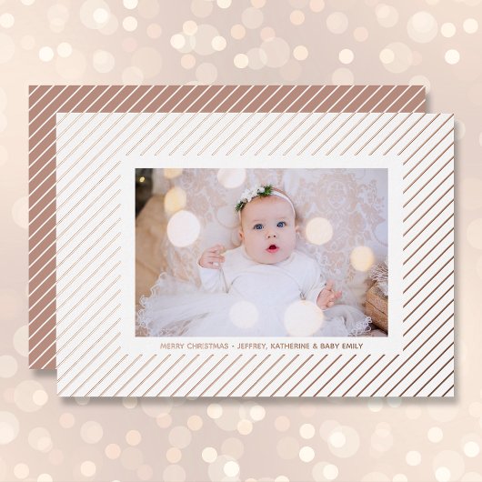 Weihnachts-Foto Silver Pinstripe Folien Feiertagskarte