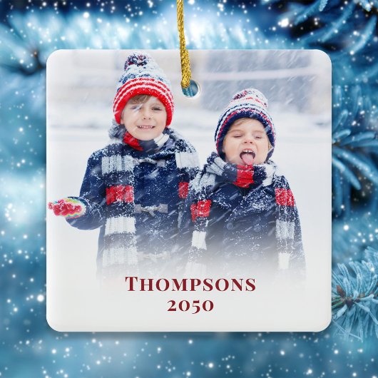 Weihnachts-Foto Simple Red Snowflake Muster Niedli Keramikornament