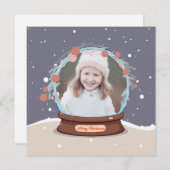 Weihnachts-Foto Snow Globe Feiertagskarte (Vorne/Hinten)