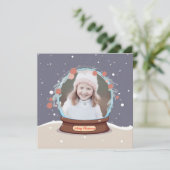 Weihnachts-Foto Snow Globe Feiertagskarte (Stehend Vorderseite)