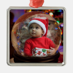 Weihnachts-Foto Snowglobe Magische Weihnachtsbeleu Ornament Aus Metall