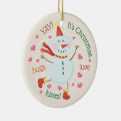 Weihnachts-Foto Snowman Keramikornament (Rechts)