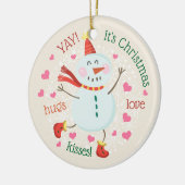 Weihnachts-Foto Snowman Keramikornament (Links)