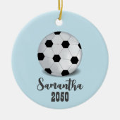 Weihnachts-Foto Sport Kleiner Niedlicher Fußballba Keramik Ornament (Vorne)