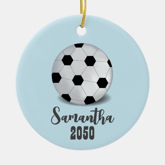 Weihnachts-Foto Sport Kleiner Niedlicher Fußballba Keramik Ornament (Vorne)