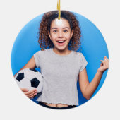 Weihnachts-Foto Sport Kleiner Niedlicher Fußballba Keramik Ornament (Hinten)