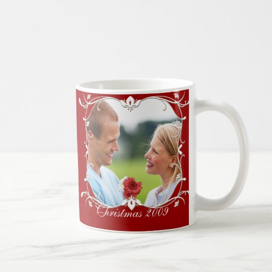 Weihnachts-Foto-Tasse mit grüner Grenze Kaffeetasse (Rechts)