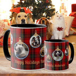 Weihnachts-FOTO-Tasse, Tartan Baubles Kinder Haust Tasse