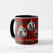 Weihnachts-FOTO-Tasse, Tartan Baubles Kinder Haust Tasse (Vorderseite Links)