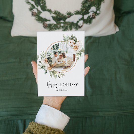 Weihnachts-Foto und Blumenkranz |Happy Holiday