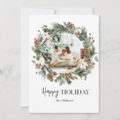 Weihnachts-Foto und grüner Kamin |Happy Holiday (Vorderseite)