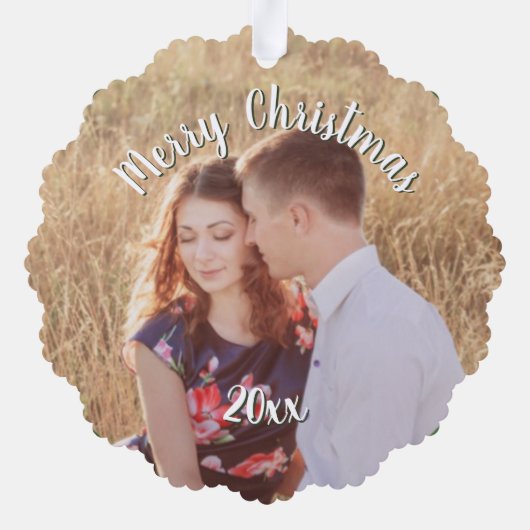 Weihnachts-Foto und Poinsettia Ornament Karte (Rückseite)