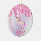Weihnachts-Foto Unicorn Rosa Glitzer Girly Keramik Ornament (Rechts)