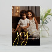 Weihnachts-Foto Vertikal - Script Gold JOY in Foil Folien Feiertagskarte (Stehend vorne)