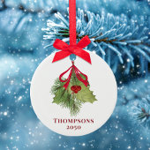 Weihnachts-Foto Wasserfarbe Heilige Berries Grüne Keramik Ornament