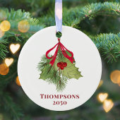 Weihnachts-Foto Wasserfarbe Heilige Berries Grüne Keramik Ornament