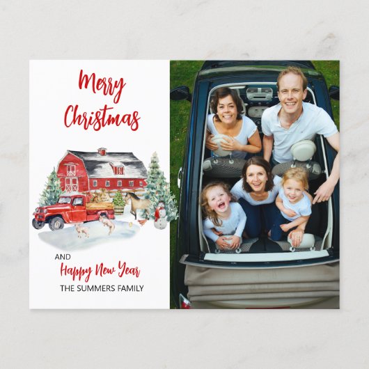 Weihnachts-Foto Wasserfarbe Rustikale Stallfarm Ha (Vorderseite)