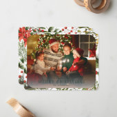 Weihnachts-Foto Wasserfarbener Blumenurlaub Mitteilungskarte (Vorderseite/Rückseite Beispiel)