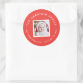 Weihnachts-Foto Weihnachtsaufkleber Rücksendeadres Runder Aufkleber (Tasche)