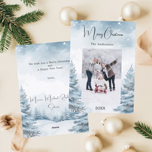 Weihnachts-Foto-Winterlandschaft Feiertagskarte