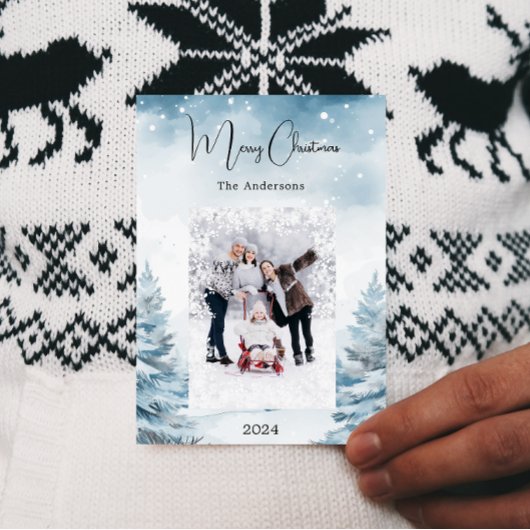 Weihnachts-Foto-Winterlandschaft Feiertagskarte