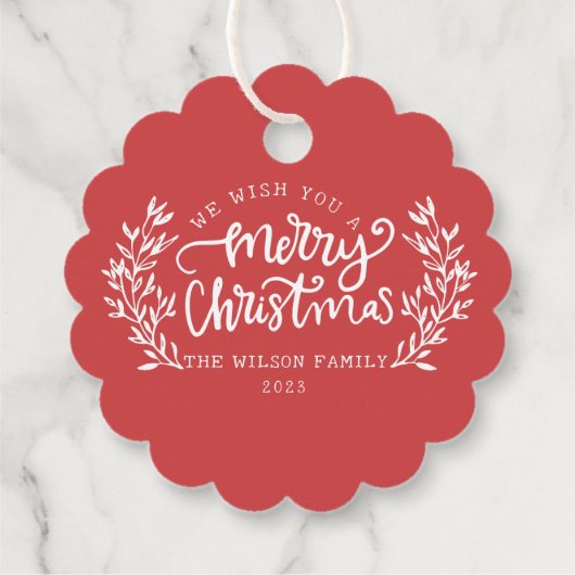 Weihnachts-Foto Wreath Christmas Wunsche Familie Geschenkanhänger (Rückseite)