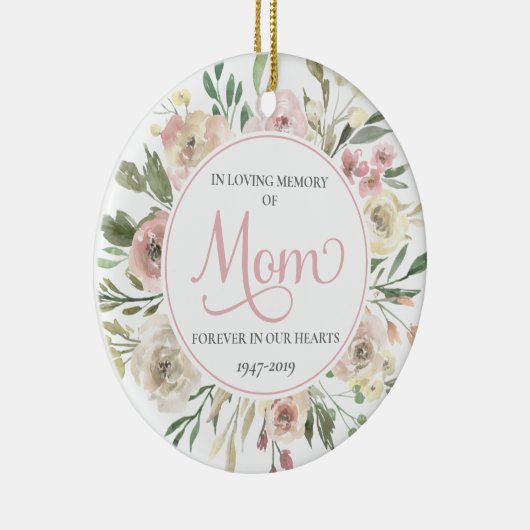 Weihnachts-Foto zum Gedenken an die Mama - Rosa Keramik Ornament (Rechts)