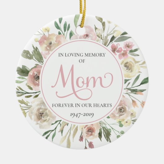 Weihnachts-Foto zum Gedenken an die Mama - Rosa Keramik Ornament (Vorne)