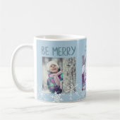 Weihnachts FotoCollage Be Merry Schneeflocken Blau Kaffeetasse (Links)