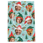 Weihnachts FotoCollage Funny Funny Face Blau Mittlere Geschenktüte (Vorderseite)