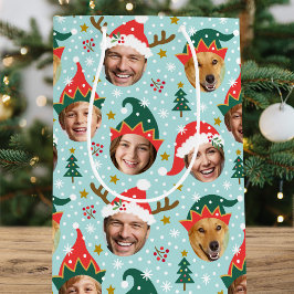 Weihnachts FotoCollage Funny Funny Face Blau Mittlere Geschenktüte