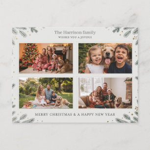 Weihnachts-Fotocollagen-Design mit Kiefernzweigen Postkarte