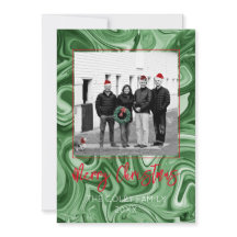 Weihnachts-Fotokarte Familienname Marble Festiv